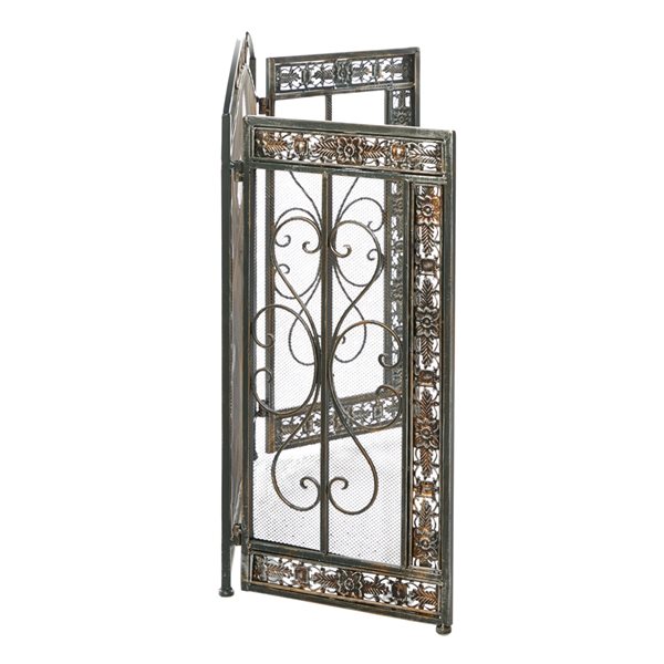 Grayson Lane 1-in Black Iron 3-panel Scroll Fireplace Screen