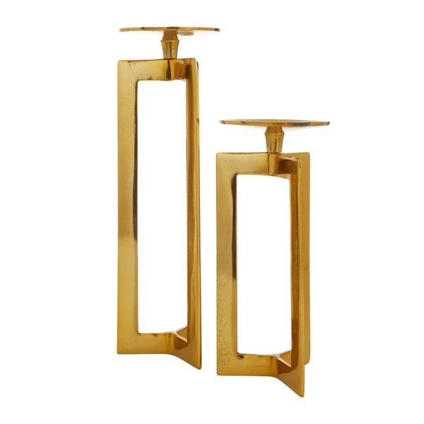 CosmoLiving by Cosmopolitan 2-Candle Gold Metal Pillar Candle Holder