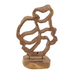 Grayson Lane Contemporary Light Brown Teak Wood Abstract Sculpture