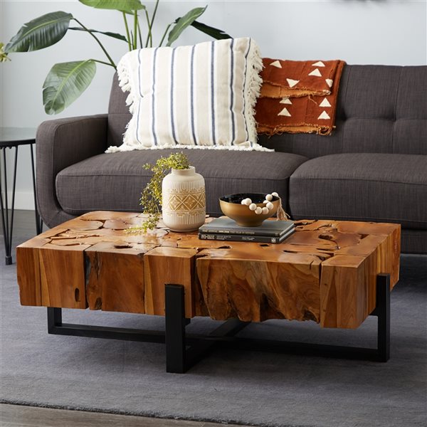 rustic teak wood coffee table