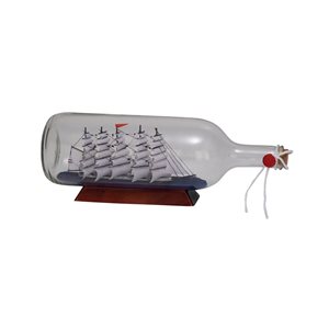 Grayson Lane White Glass Ship in a Bottle
