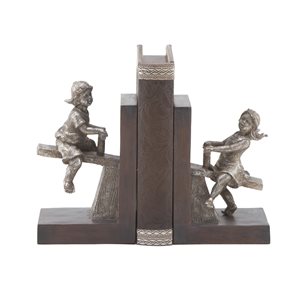 Grayson Lane Brown Polystone Childen Bookends - Set of 2