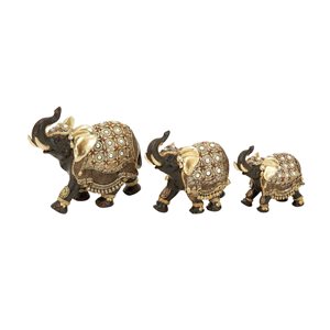 Grayson Lane Gold Polystone Elephant Sculptures - Set of 3