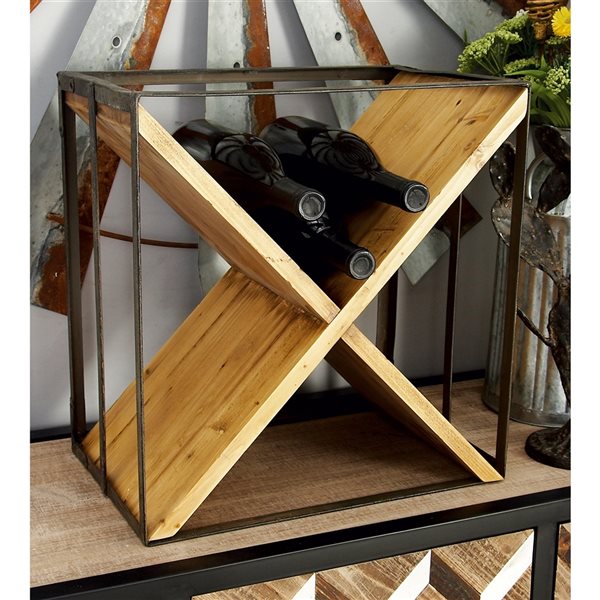 Grayson Lane 15-in x 16-in Brown Wood Wine Rack