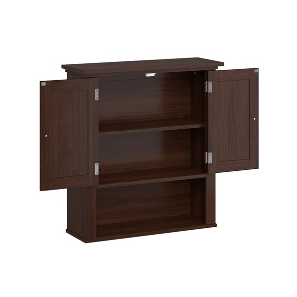 Riverridge Home 23-in x 24.5-in x 8-in Dark Woodgrain Two-Door Wall Cabinet