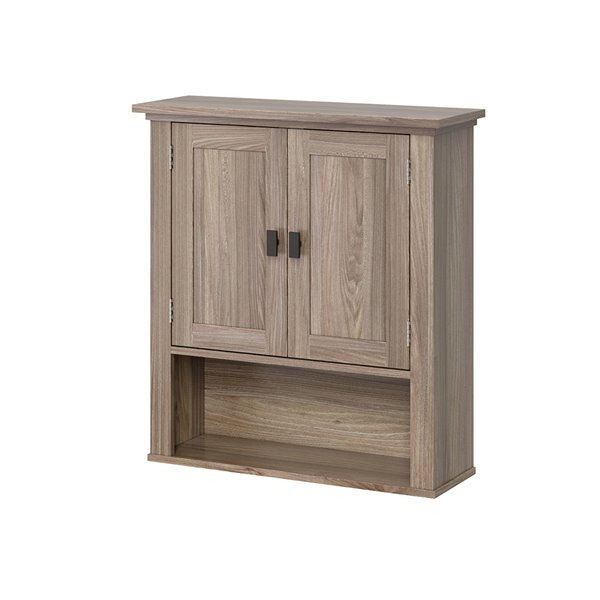 Riverridge Home 23-in x 24.5-in x 8-in Light Woodgrain Two-Door Wall Cabinet