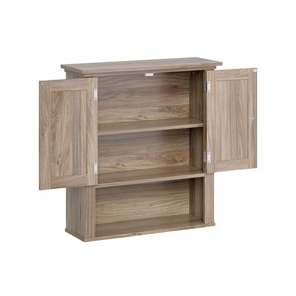 Riverridge Home 23-in x 24.5-in x 8-in Light Woodgrain Two-Door Wall Cabinet