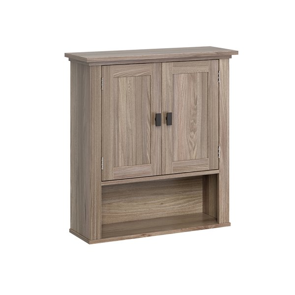 Riverridge Home 23-in x 24.5-in x 8-in Light Woodgrain Two-Door Wall Cabinet