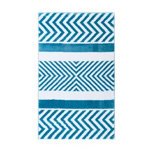 Tapis décoratif rectangulaire à chevrons Athena par Cam Living de style mi-siècle moderne, 3 pi x 5 pi, bleu