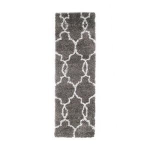 Cam Living Maxim Shag 2-ft x 6-ft Black Rectangular Trellis Mid-Century Modern Runner