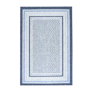 Tapis décoratif rectangulaire avec bordure Sunset par Cam Living de style mi-siècle moderne, 6 pi x 8 pi, gris