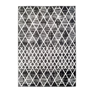 Tapis décoratif rectangulaire géométrique Jessie par Cam Living de style mi-siècle moderne, 5 pi x 7 pi, gris