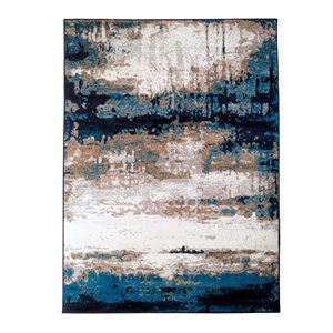 Tapis décoratif rectangulaire abstrait Amelie de Cam Living de style mi-siècle moderne, 5 pi x 7 pi, gris