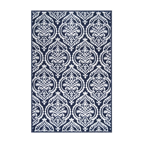 Cam Living Sunset 2.5-ft x 4-ft Black Rectangular Damask Mid-Century Modern Area Rug