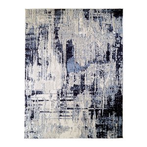 Tapis décoratif rectangulaire abstrait Amelie par Cam Living de style mi-siècle moderne, 5 pi x 7 pi, gris