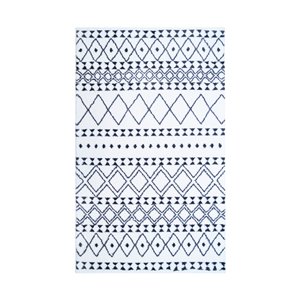 Tapis décoratif rectangulaire géométrique Athena par Cam Living de style mi-siècle moderne, 3 pi x 5 pi, noir