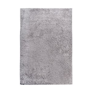 Tapis décoratif rectangulaire uni Maxim Shag par Cam Living de style mi-siècle moderne, 5 pi x 7 pi, gris