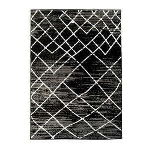 Tapis décoratif rectangulaire géométrique Jessie par Cam Living de style mi-siècle moderne, 5 pi x 7 pi, noir