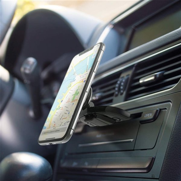 Support de fente de CD de voiture réglable iTap 2 magnétique noir pour téléphones portables universels par iOttie