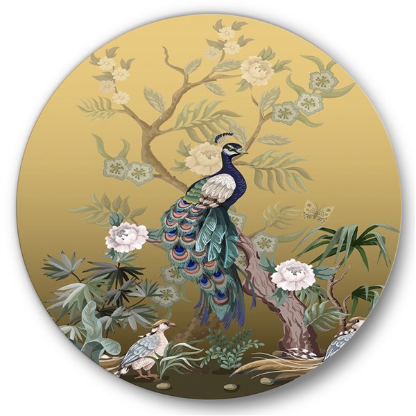 Designart 23-in H x 23-in W Chinoiserie with Birds and Peonies VI ...