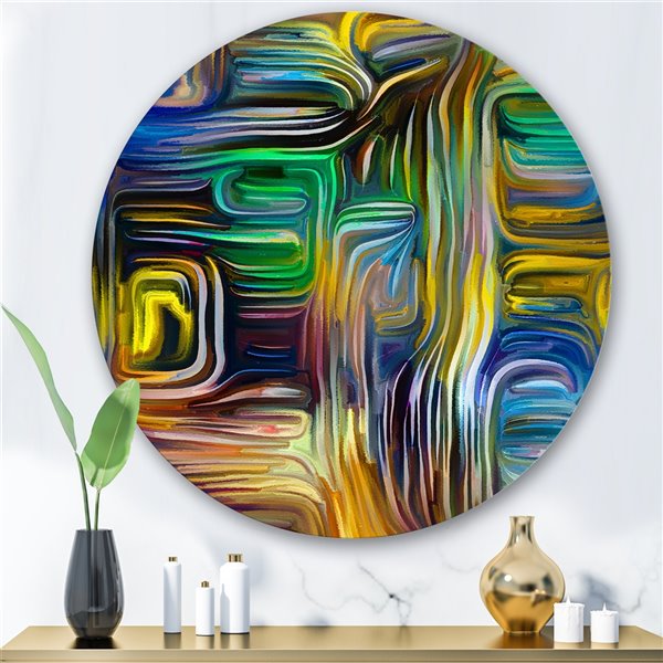 Designart 36-in H x 36-in W Colour Fusion VI - Modern Metal Circle Wall Art