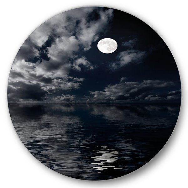 Super Full Moon Over The Sea I 12 in x 8 in Painting Canvas Art Print, by  Designart 