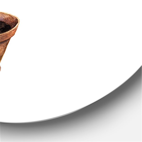 Designart 23-in H x 23-in W Palm in Clay Flowerpot - Traditional Metal Circle Wall Art