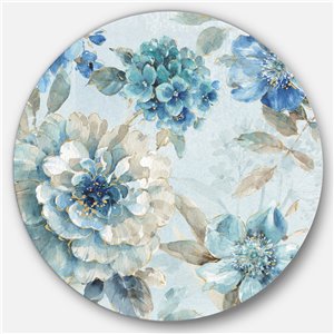 DesignArt 36-in H x 36-in W Indigold Watercolor Lovely bird IV - Metal Circle Wall Art