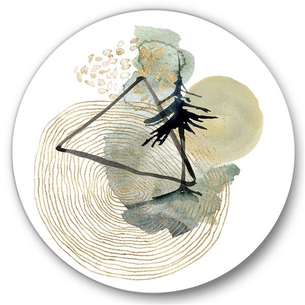 Designart 36-in H x 36-in W Of Mountains Moon and Tree - Mid-Century Modern Metal Circle Art