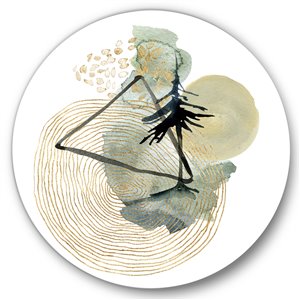 Designart 36-in H x 36-in W Of Mountains Moon and Tree - Mid-Century Modern Metal Circle Art