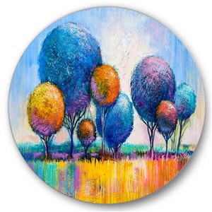 DesignArt 36-in H x 36-in W Autumn Fantasy Trees IV - Modern Metal Circle Wall Art