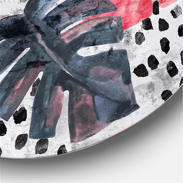 Designart 23-in H x 23-in W Colored Monstera on Rough Brush Strokes I - Tropical Metal Circle Art