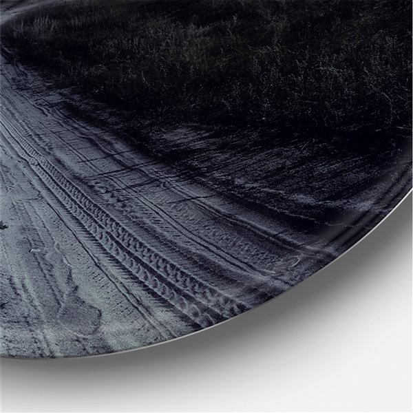 Designart 36-in H x 36-in W Paved Road Under A Full Moon - Nautical Metal Circle Wall Art