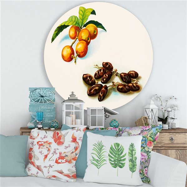 Designart 29-in x 29-in Vintage Fruits IV Farmhouse Metal Circle Wall Art