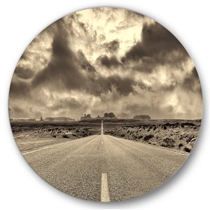 Designart 29-in x 29-in The Road To Monument Valley Traditional Metal Circle Wall Art