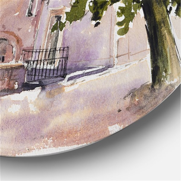 Designart 29-in x 29-in Rustic Church in the Village Country Metal Circle Wall Art