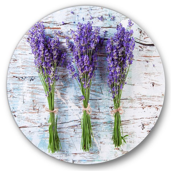 Designart 29-in x 29-in Fresh Lavender on Wood Farmhouse Metal Circle Wall Art