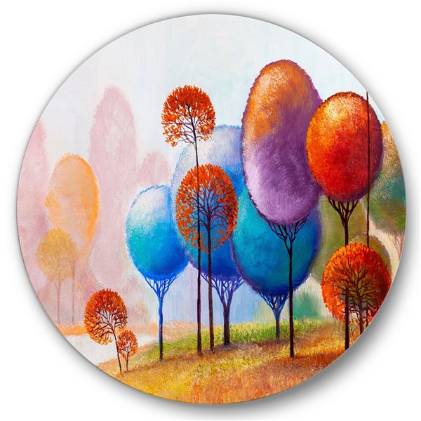 Designart 36-in x 36-in Colourful Trees Impression III Traditional ...