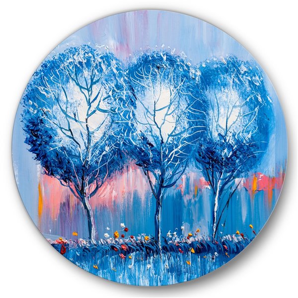 Designart 29-in x 29-in Colourful Trees Impressionist III Modern Metal Circle Wall Art
