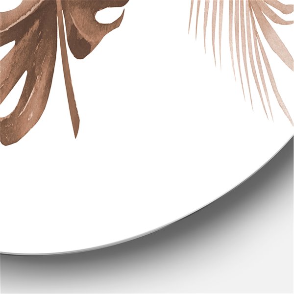 Designart 23-in x 23-in Tropical Monstera and Palm Leaf in Terracotta Traditional