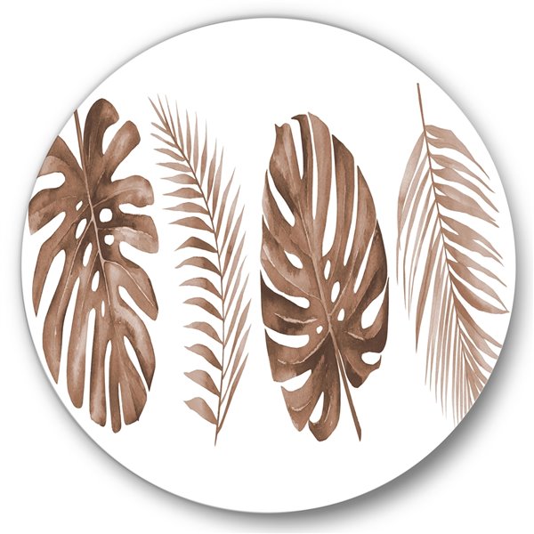 Designart 23-in x 23-in Tropical Monstera and Palm Leaf in Terracotta Traditional