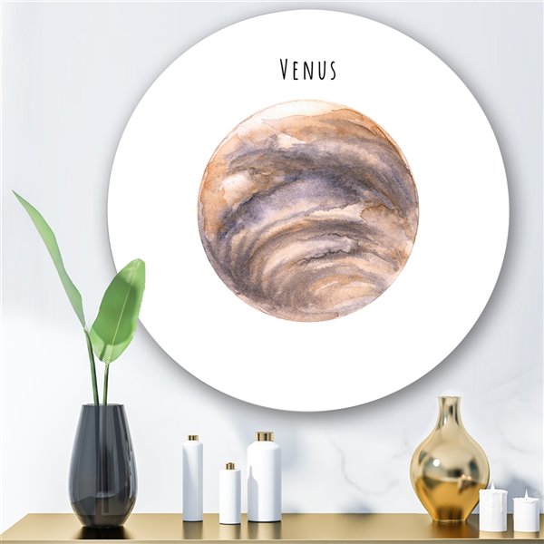 Designart 23-in x 23-in Planet Venus Bohemian and Eclectic Metal Circle Wall Art