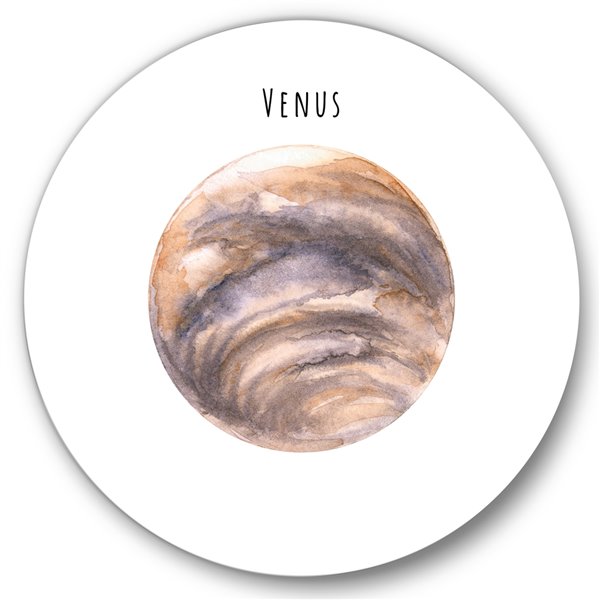 Designart 23-in x 23-in Planet Venus Bohemian and Eclectic Metal Circle Wall Art