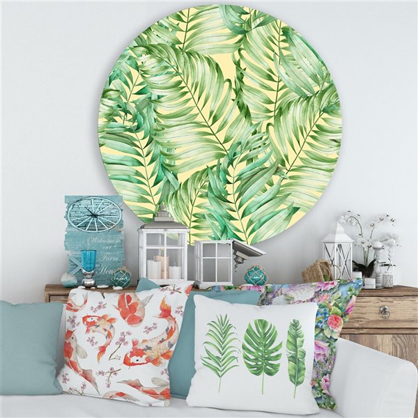 Designart 29-in x 29-in Tropical Leaves of Monstera Tropical Metal Circle Wall Art