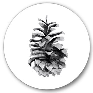 Designart 23-in x 23-in Conifer Cone Monochrone Traditional Metal Circle Wall Art