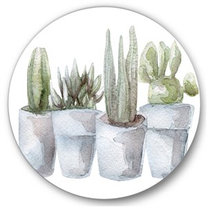 Designart 29-in x 29-in Cactus and Succulent House Plants V Metal Circle Wall Art