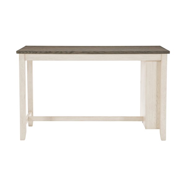 HomeTrend Timbre Wood Veneer Antique White And Wire-Brushed Rosy Brown Rectangular Fixed Counter Table