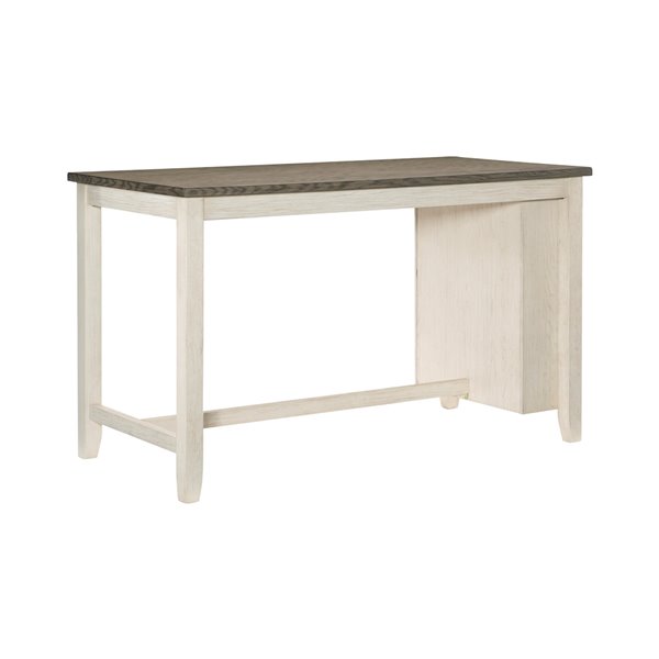 HomeTrend Timbre Wood Veneer Antique White And Wire-Brushed Rosy Brown Rectangular Fixed Counter Table