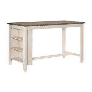 HomeTrend Timbre Wood Veneer Antique White And Wire-Brushed Rosy Brown Rectangular Fixed Counter Table