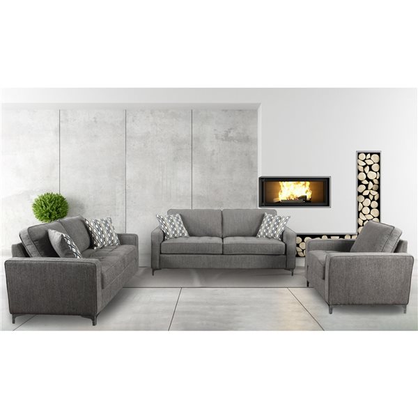Canapé Hudson moderne en polyester gris graphite, par HomeTrend